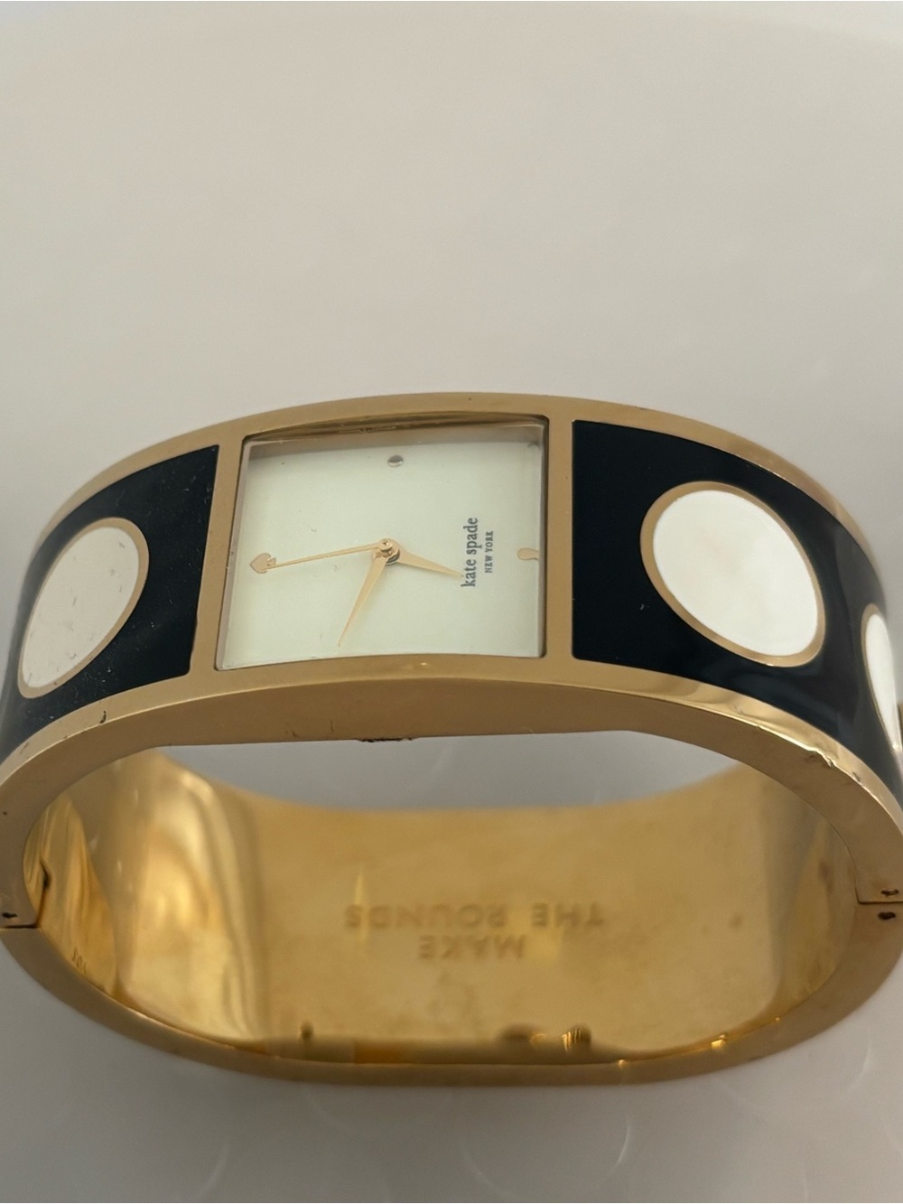 kate spade Gold and Black Bangle Watch with White Dial